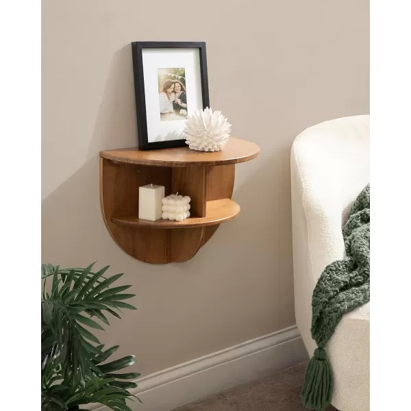imageKate and Laurel Jalla Wooden Floating Side Table 18 x 10 x 14 Black Modern Wood WallMounted End Table with Shelves for Extra Storage and Added FunctionalityRustic Brown