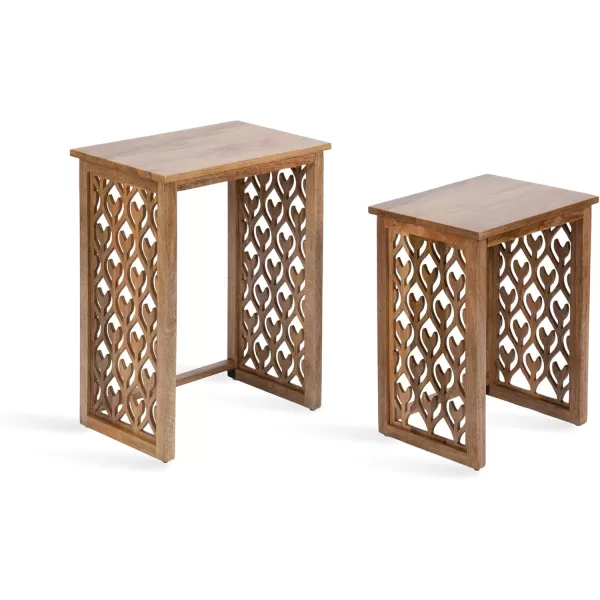 imageKate and Laurel Karni Natural Wooden Nesting Bedroom Nightstands for Home Decor 2 Piece