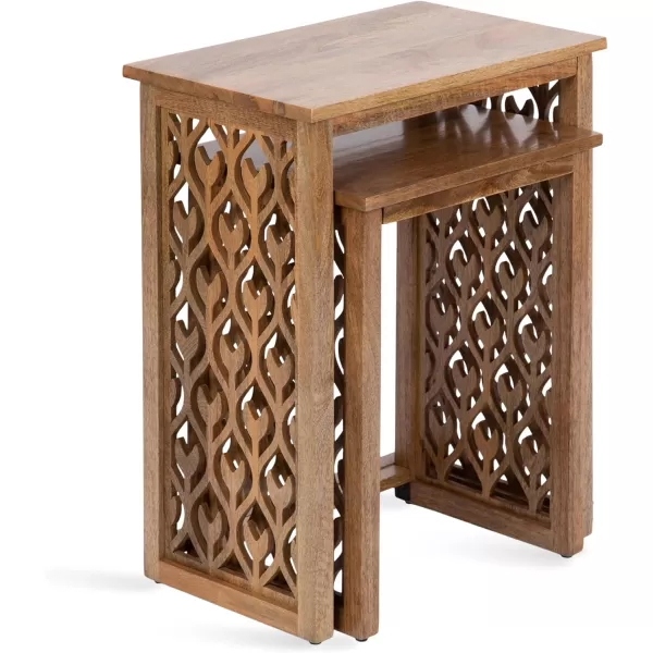 imageKate and Laurel Karni Natural Wooden Nesting Bedroom Nightstands for Home Decor 2 Piece