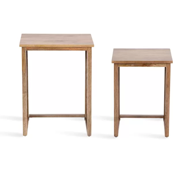 imageKate and Laurel Karni Natural Wooden Nesting Bedroom Nightstands for Home Decor 2 Piece
