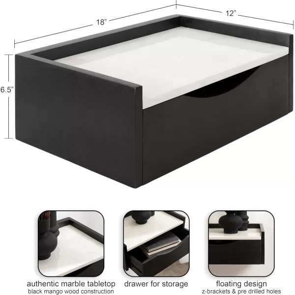 imageKate and Laurel Kitt Modern Floating Wall Shelf Side Table with Drawer 18quot x 12quot x 65quot BlackBlack