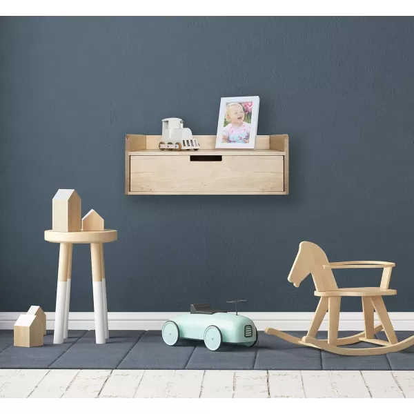 imageKate and Laurel Kitt Modern Floating Wall Shelf Side Table with Drawer 18quot x 12quot x 65quot BlackNatural