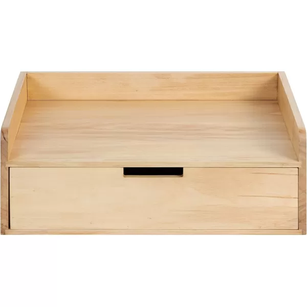 imageKate and Laurel Kitt Modern Floating Wall Shelf Side Table with Drawer 18quot x 12quot x 65quot BlackNatural