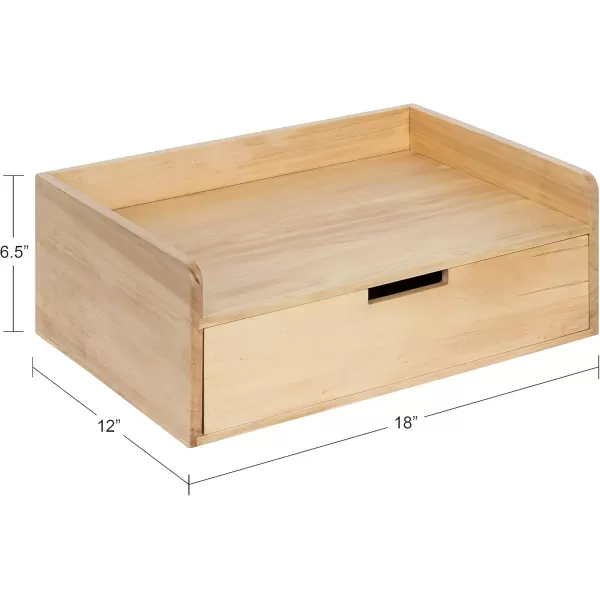 imageKate and Laurel Kitt Modern Floating Wall Shelf Side Table with Drawer 18quot x 12quot x 65quot BlackNatural