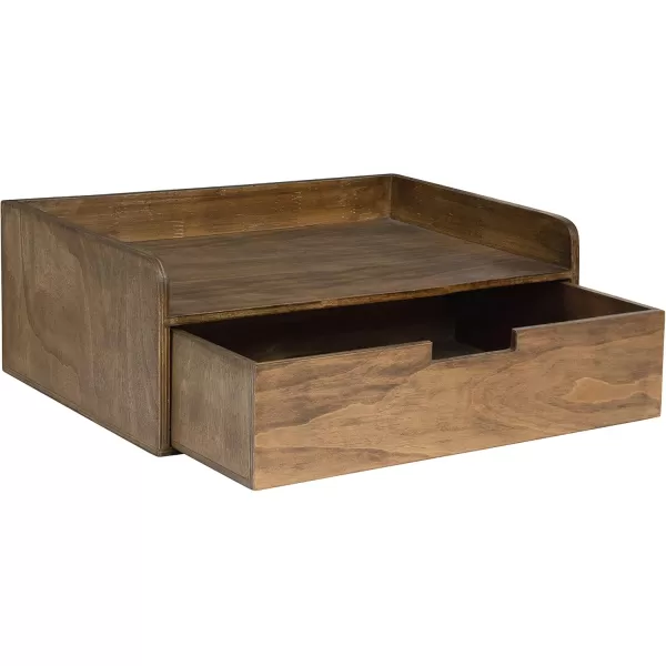imageKate and Laurel Kitt Modern Floating Wall Shelf Side Table with Drawer 18quot x 12quot x 65quot BlackRustic Brown