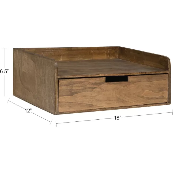 imageKate and Laurel Kitt Modern Floating Wall Shelf Side Table with Drawer 18quot x 12quot x 65quot BlackRustic Brown