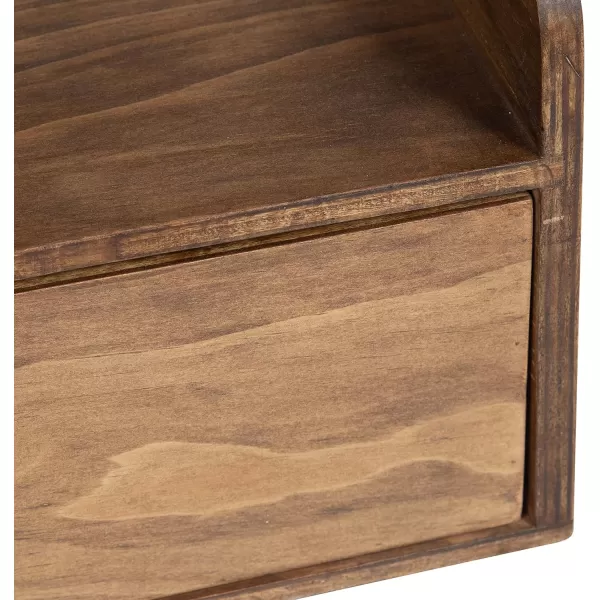 imageKate and Laurel Kitt Modern Floating Wall Shelf Side Table with Drawer 18quot x 12quot x 65quot BlackRustic Brown