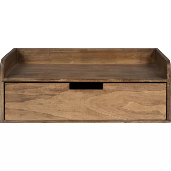 imageKate and Laurel Kitt Modern Floating Wall Shelf Side Table with Drawer 18quot x 12quot x 65quot BlackRustic Brown