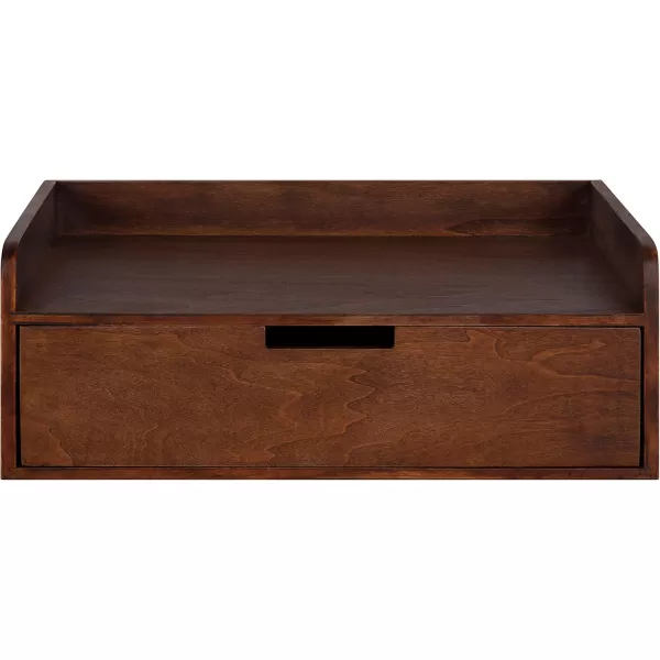imageKate and Laurel Kitt Modern Floating Wall Shelf Side Table with Drawer 18quot x 12quot x 65quot BlackWalnut Brown