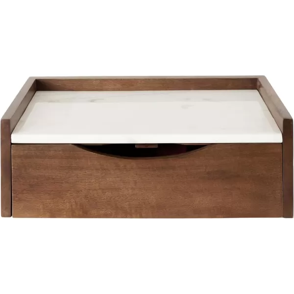 imageKate and Laurel Kitt Modern Floating Wall Shelf Side Table with Drawer 18quot x 12quot x 65quot BlackWalnut Brown