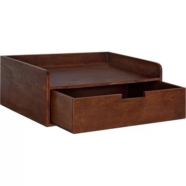 imageKate and Laurel Kitt Modern Floating Wall Shelf Side Table with Drawer 18quot x 12quot x 65quot BlackWalnut Brown