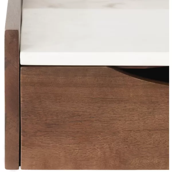 imageKate and Laurel Kitt Modern Floating Wall Shelf Side Table with Drawer 18quot x 12quot x 65quot BlackWalnut Brown