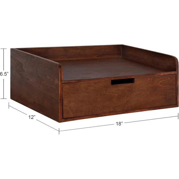 imageKate and Laurel Kitt Modern Floating Wall Shelf Side Table with Drawer 18quot x 12quot x 65quot BlackWalnut Brown