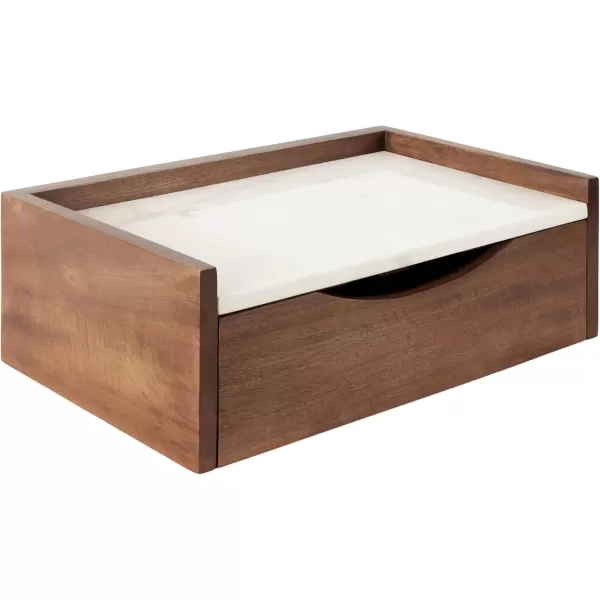 imageKate and Laurel Kitt Modern Floating Wall Shelf Side Table with Drawer 18quot x 12quot x 65quot BlackWalnut Brown