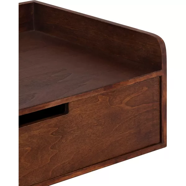 imageKate and Laurel Kitt Modern Floating Wall Shelf Side Table with Drawer 18quot x 12quot x 65quot BlackWalnut Brown