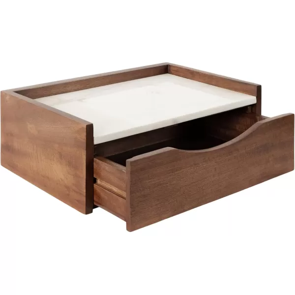 imageKate and Laurel Kitt Modern Floating Wall Shelf Side Table with Drawer 18quot x 12quot x 65quot BlackWalnut Brown
