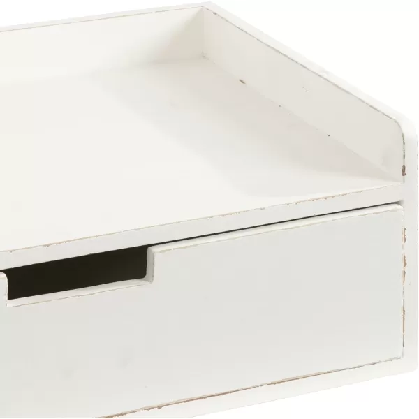 imageKate and Laurel Kitt Modern Floating Wall Shelf Side Table with Drawer 18quot x 12quot x 65quot BlackWhite