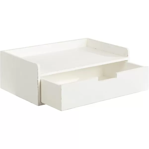 imageKate and Laurel Kitt Modern Floating Wall Shelf Side Table with Drawer 18quot x 12quot x 65quot BlackWhite