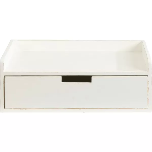 imageKate and Laurel Kitt Modern Floating Wall Shelf Side Table with Drawer 18quot x 12quot x 65quot BlackWhite