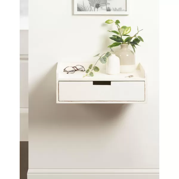 imageKate and Laurel Kitt Modern Floating Wall Shelf Side Table with Drawer 18quot x 12quot x 65quot BlackWhite