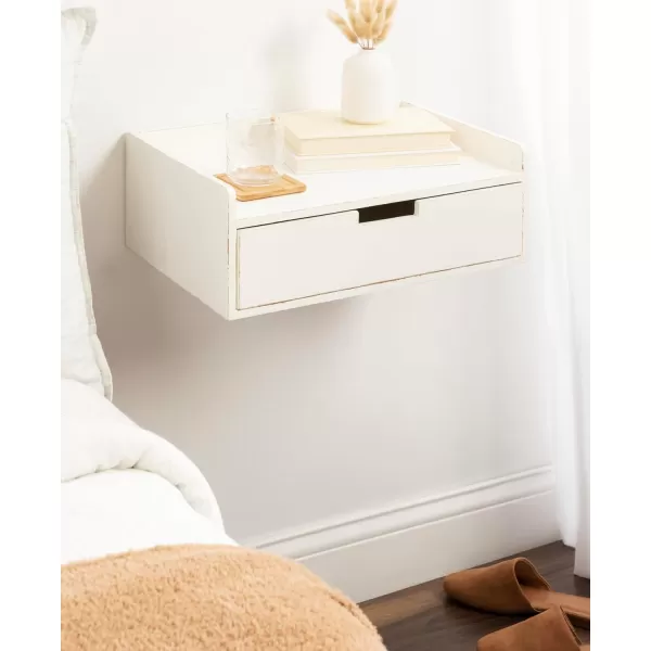 imageKate and Laurel Kitt Modern Floating Wall Shelf Side Table with Drawer 18quot x 12quot x 65quot BlackWhite