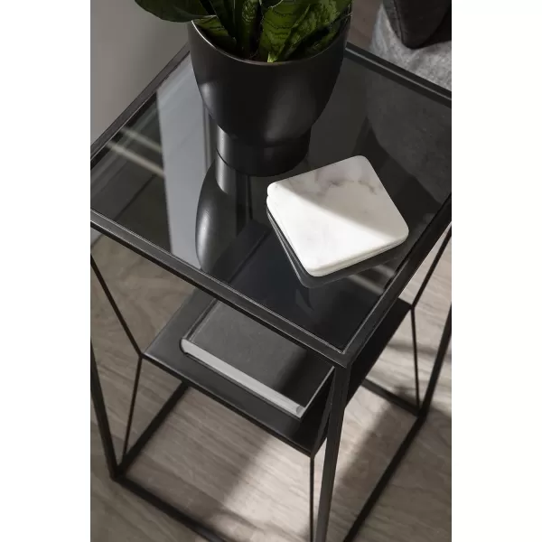 imageKate and Laurel Knight Metal Glass Side Table 12x12x24 Black
