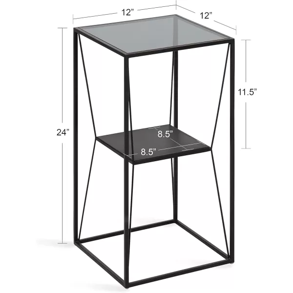 imageKate and Laurel Knight Metal Glass Side Table 12x12x24 Black