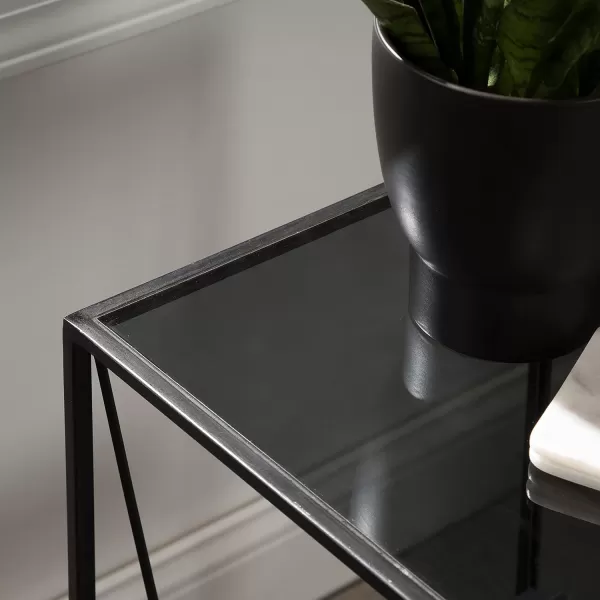 imageKate and Laurel Knight Metal Glass Side Table 12x12x24 Black