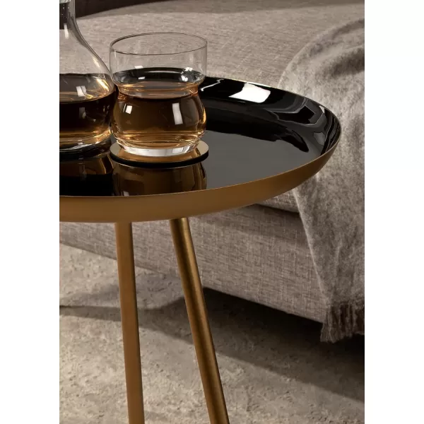 imageKate and Laurel Laranya Modern Side Table 15quot x 15quot x 225quot Teal and Black Chic Minimalist End TableBlackGold