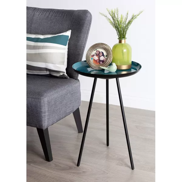 imageKate and Laurel Laranya Modern Side Table 15quot x 15quot x 225quot Teal and Black Chic Minimalist End TableBlackTeal