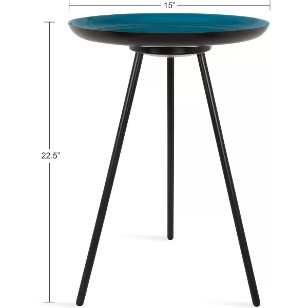 imageKate and Laurel Laranya Modern Side Table 15quot x 15quot x 225quot Teal and Black Chic Minimalist End TableBlackTeal