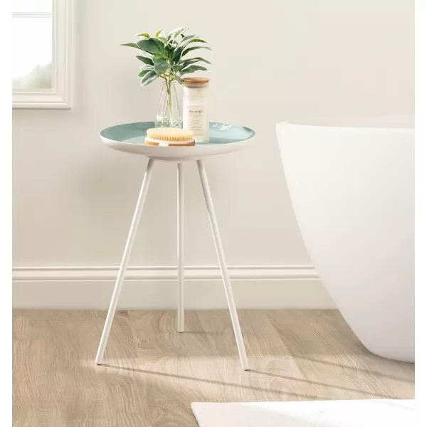 imageKate and Laurel Laranya Modern Side Table 15quot x 15quot x 225quot Teal and Black Chic Minimalist End TableBlueWhite