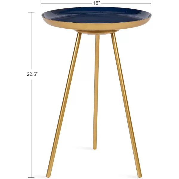 imageKate and Laurel Laranya Modern Side Table 15quot x 15quot x 225quot Teal and Black Chic Minimalist End TableNavy BlueGold