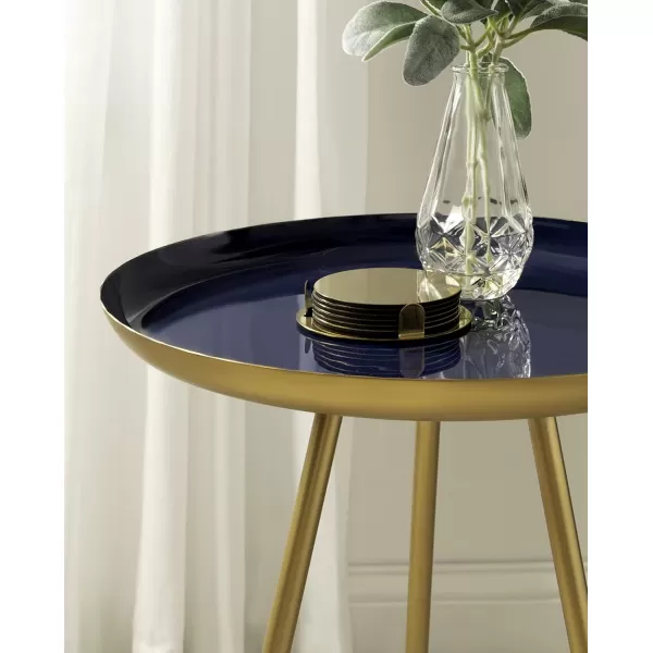 imageKate and Laurel Laranya Modern Side Table 15quot x 15quot x 225quot Teal and Black Chic Minimalist End TableNavy BlueGold