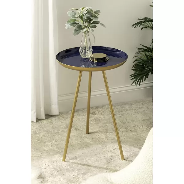 imageKate and Laurel Laranya Modern Side Table 15quot x 15quot x 225quot Teal and Black Chic Minimalist End TableNavy BlueGold