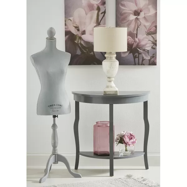 imageKate and Laurel Lillian Half Moon Wood Console Table with Curved Legs and Shelf Gray