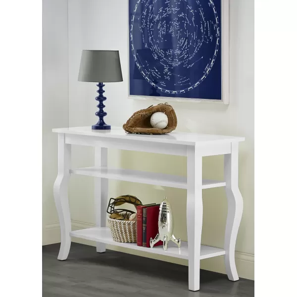 imageKate and Laurel Lillian Wood Console Table with Curved Legs and Two Shelves WhiteWhite