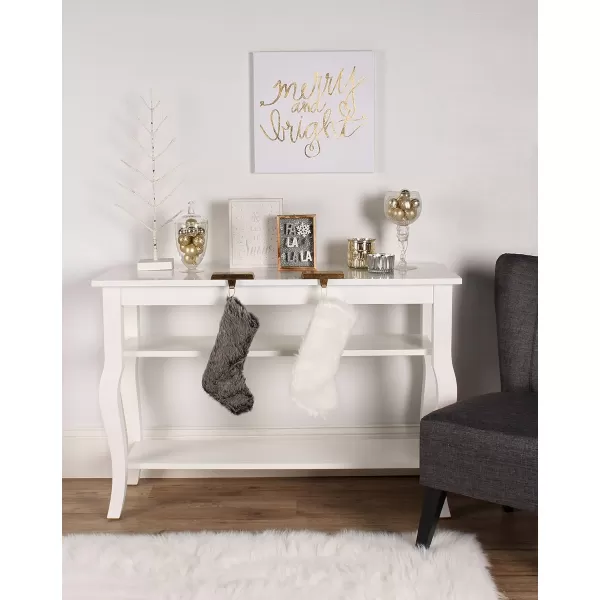 imageKate and Laurel Lillian Wood Console Table with Curved Legs and Two Shelves WhiteWhite