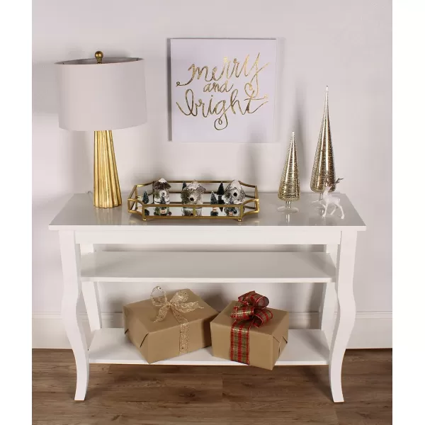 imageKate and Laurel Lillian Wood Console Table with Curved Legs and Two Shelves WhiteWhite
