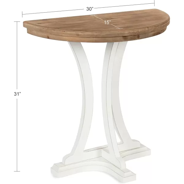 imageKate and Laurel Linsley Farmhouse Half Moon Console Table 30 x 15 x 31 Rustic Brown and White Charming Rustic Table for Storage and Display