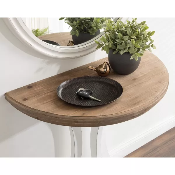 imageKate and Laurel Linsley Farmhouse Half Moon Console Table 30 x 15 x 31 Rustic Brown and White Charming Rustic Table for Storage and Display