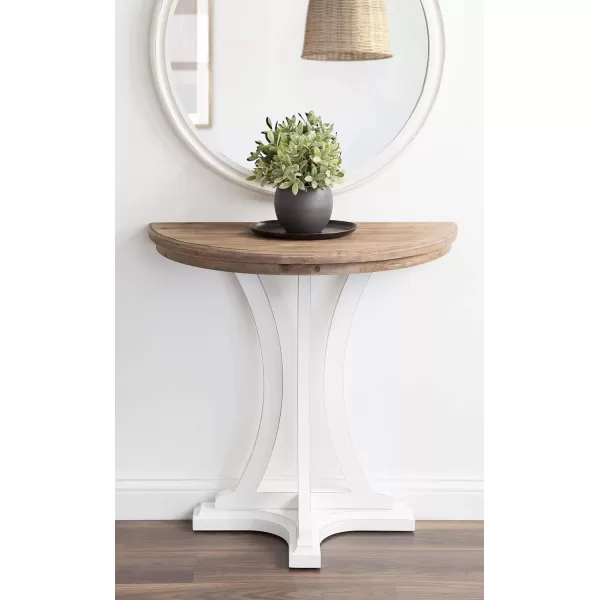 imageKate and Laurel Linsley Farmhouse Half Moon Console Table 30 x 15 x 31 Rustic Brown and White Charming Rustic Table for Storage and Display