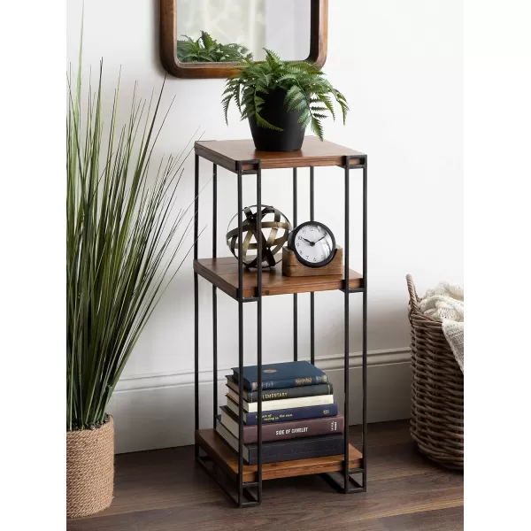 imageKate and Laurel Lintz Wood and Metal Plant Tea Table with Three Shelves Rustic Caramel Finish