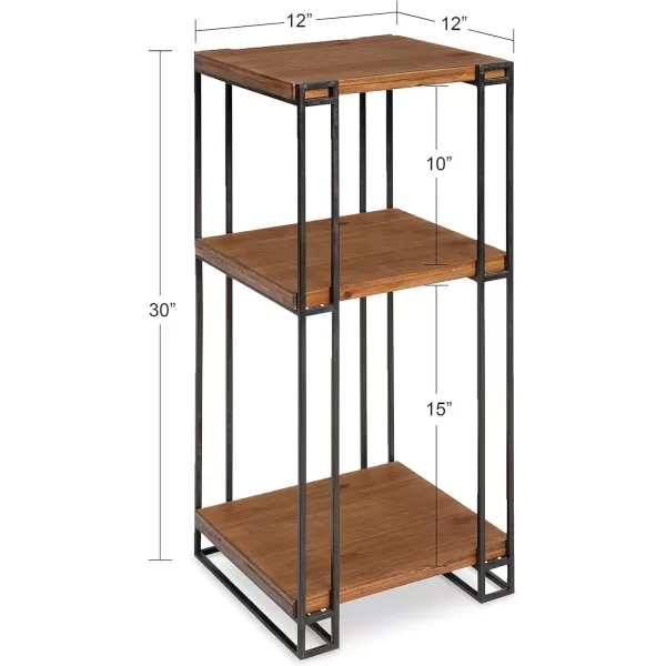 imageKate and Laurel Lintz Wood and Metal Plant Tea Table with Three Shelves Rustic Caramel Finish