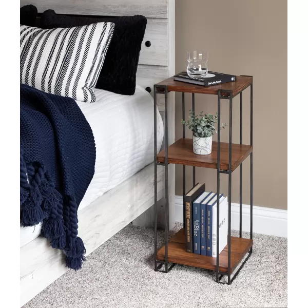 imageKate and Laurel Lintz Wood and Metal Plant Tea Table with Three Shelves Rustic Caramel Finish