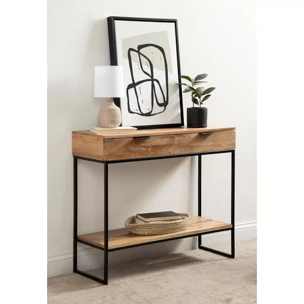 imageKate and Laurel Malone Modern Wooden Console Table with Wood Shelf 36 x 13 x 31 Natural Brown and Black Transitional Wood Entryway Table with Storage Shelf Below