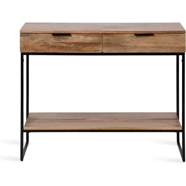 imageKate and Laurel Malone Modern Wooden Console Table with Wood Shelf 36 x 13 x 31 Natural Brown and Black Transitional Wood Entryway Table with Storage Shelf Below