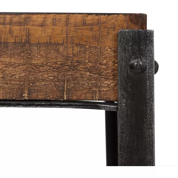 imageKate and Laurel Marsh 2Piece RusticModern Side Accent Tables with Star Pattern Wooden Tray Top and Distressed Black Metal Base