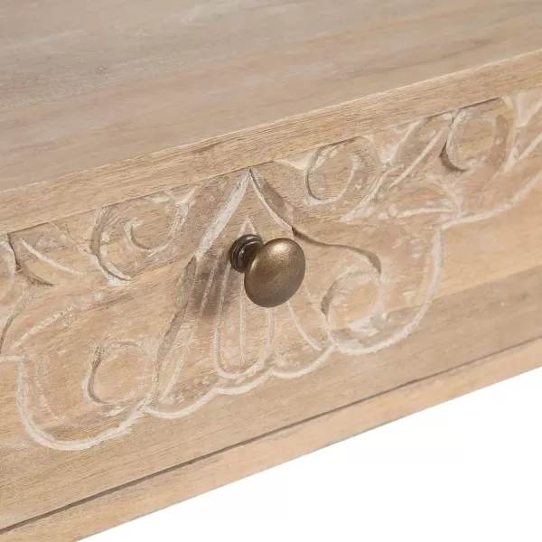 imageKate and Laurel Mirza Transitional Solid Wood Floating Side Table with PullOut Storage Drawer 18x12x6 Natural