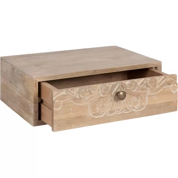 imageKate and Laurel Mirza Transitional Solid Wood Floating Side Table with PullOut Storage Drawer 18x12x6 Natural